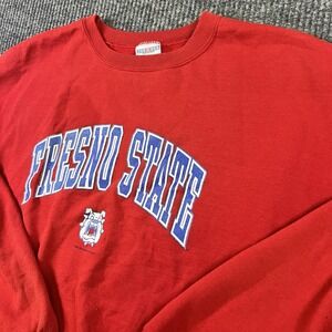 Vintage Fresno State Bulldogs Crewneck Sweatshirt XL‎ Red Jerzees 90s Read
